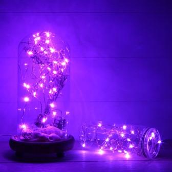 MicroLED 3.0m Silver Wire - Pink/Purple